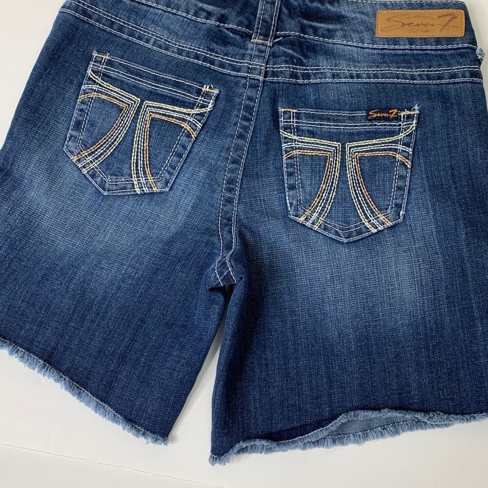 Seven Bermuda Fray Hem Denim Jean Shorts